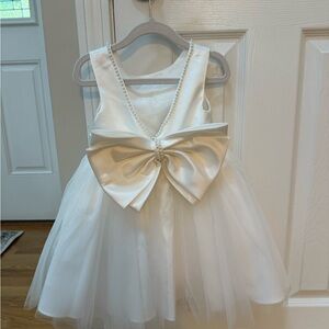 Azazie Janie Ivory 3T Formal Kids Dress with Bow